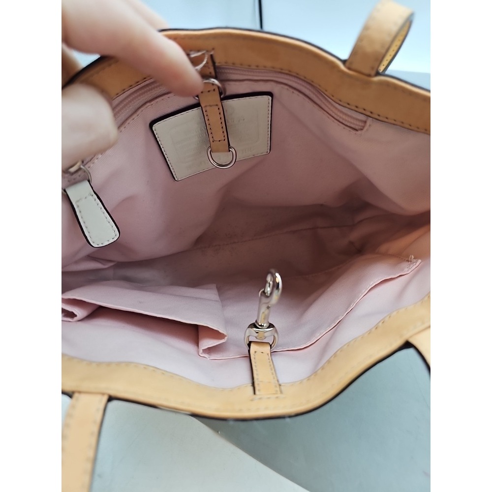 Coach Bag Peyton Embossed Patent Leather Tote Pastel Yellow Y2K Style Shoulder - Picture 5 of 7